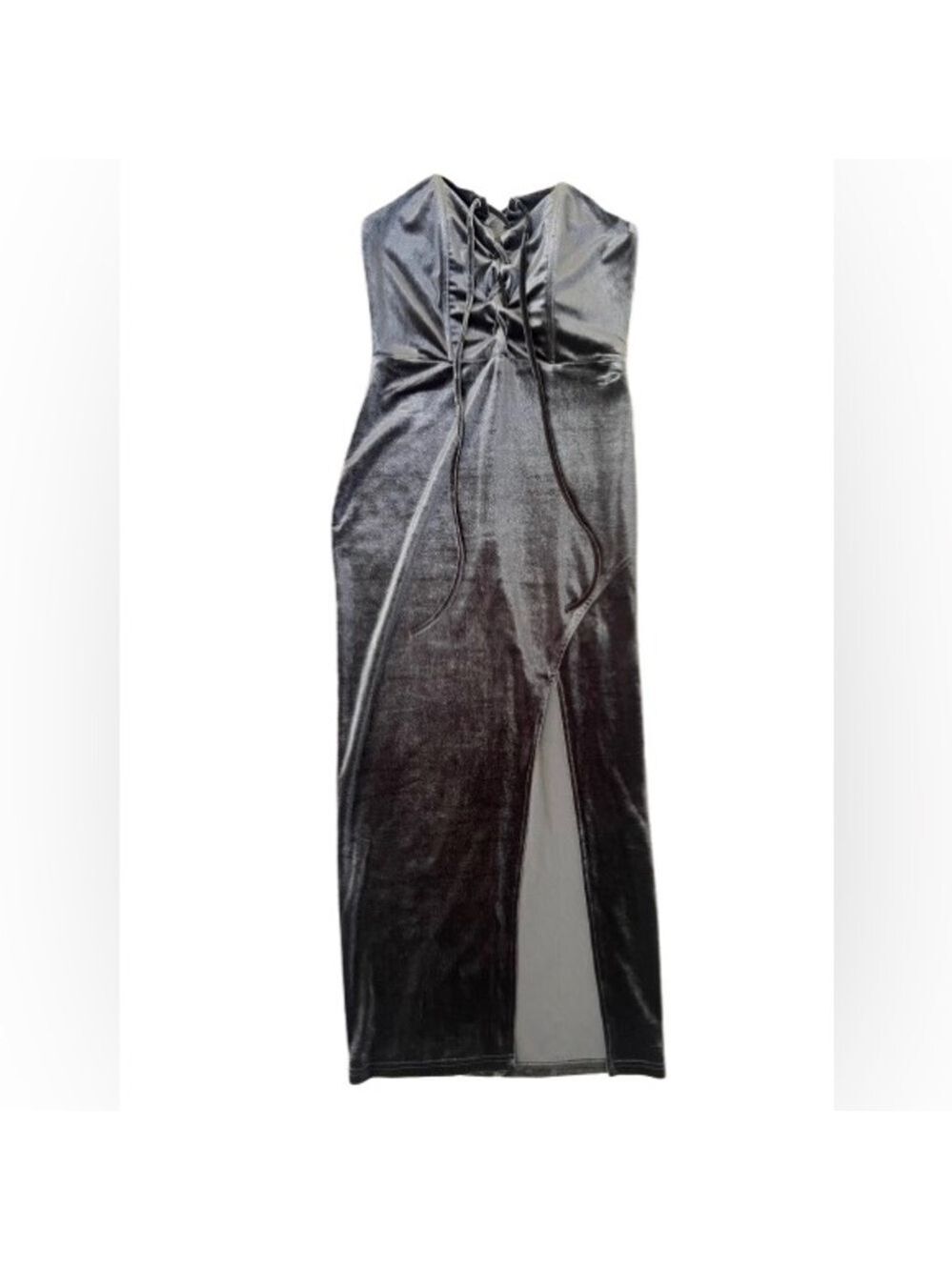 Homage Olive Green Velvet Lace Up Corset 
Bodycon Midi Dress
Size Small